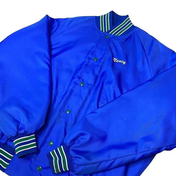 Vintage Seattle Seahawks Jacket Size XL Olympic Peninsula Satin Style Bomber 90s - Picture 3 of 11